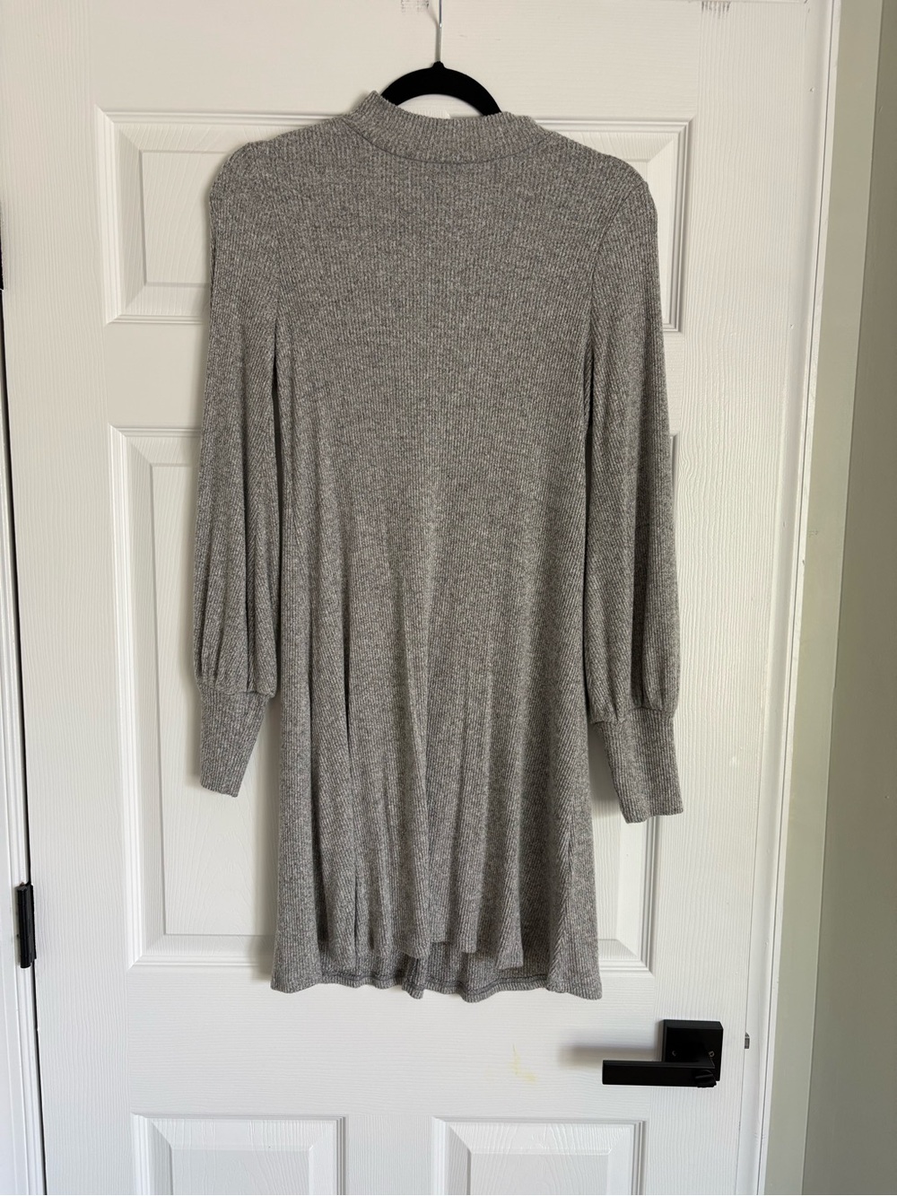 Express Gray Ribbed Mock Neck Long Sleeve Dress